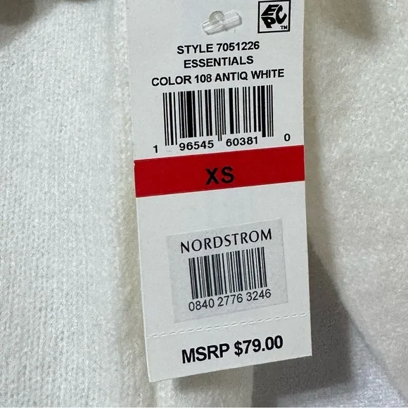 CeCe Essentials Antique White Puff Sleeve Crew Neck Sweater 7051226 XS NEW‎ - Picture 4 of 5